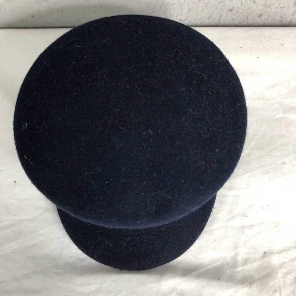 Vintage 1950s Boiled Wool Hat Navy Blue Retro Fashion Mod Groovy - Picture 2 of 9